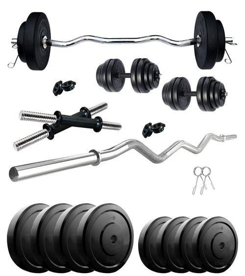 Kore 10-50 kg Home Gym Set with One 3 Ft Curl and One Pair Dumbbell Rods (COMBO3-WB-WA)