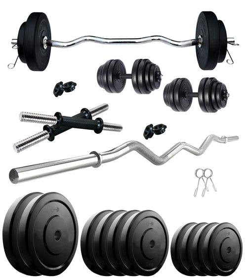 Kore 10-50 kg Home Gym Set with One 3 Ft Curl and One Pair Dumbbell Rods (COMBO3-WB-WA)