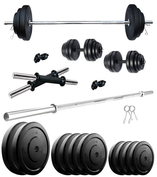 Kore 10-50 kg Home Gym Set with One 3 Ft Plain and One Pair Dumbbell Rods (COMBO43-WB-WA)