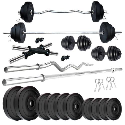 Kore PVC 10-100 kg Home Gym Set with One 3 Ft Curl + 5 Ft Plain Rod and One Pair Dumbbell Rods (PVC-COMBO2-WB-WA)