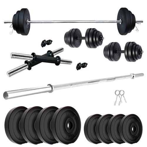 Kore PVC 10-100 kg Home Gym Set with One 4 Ft Plain and One Pair Dumbbell Rods (PVC-COMBO9-WB-WA)