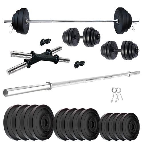 Kore PVC 10-100 kg Home Gym Set with One 4 Ft Plain and One Pair Dumbbell Rods (PVC-COMBO9-WB-WA)