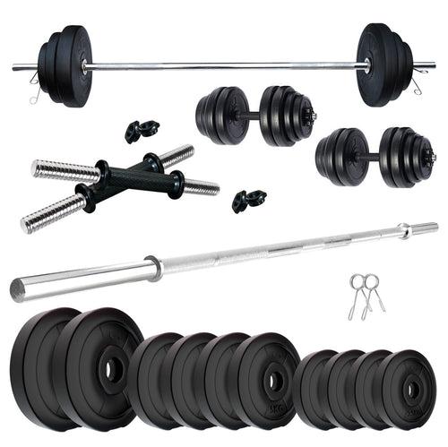 Kore PVC 10-100 kg Home Gym Set with One 4 Ft Plain and One Pair Dumbbell Rods (PVC-COMBO9-WB-WA)