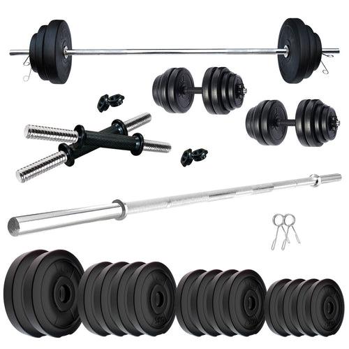 Kore PVC 10-100 kg Home Gym Set with One 4 Ft Plain and One Pair Dumbbell Rods (PVC-COMBO9-WB-WA)