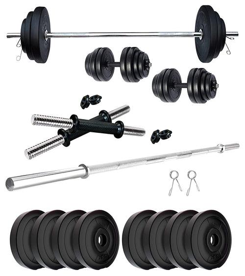 Kore PVC 10-50 kg Home Gym Set with One 3 Ft Plain and One Pair Dumbbell Rods (PVC-COMBO43-WB-WA)