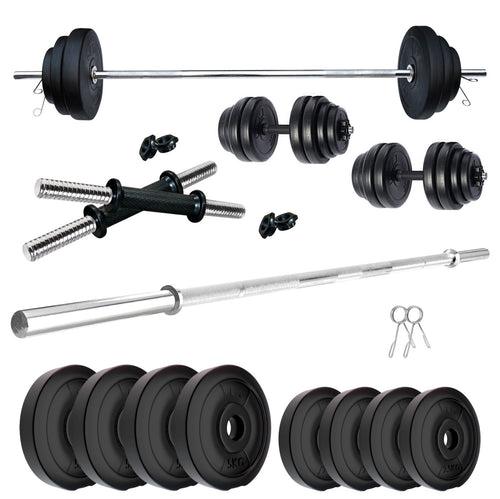 Kore PVC 10-50 kg Home Gym Set with One 3 Ft Plain and One Pair Dumbbell Rods (PVC-COMBO43-WB-WA)