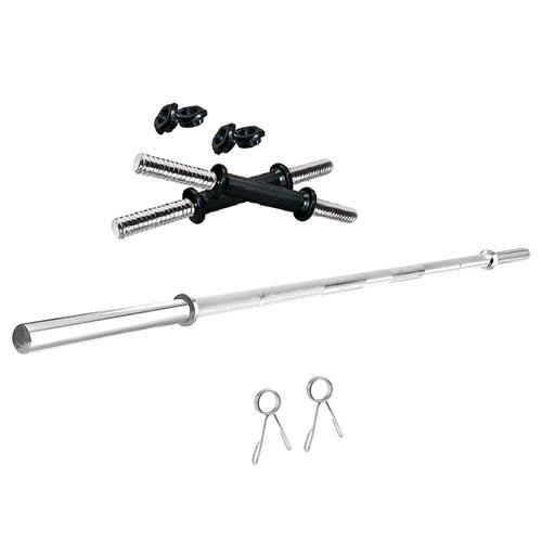 Kore PVC 10-50 kg Home Gym Set with One 3 Ft Plain and One Pair Dumbbell Rods with Gym Accessories (PVC-COMBO43)