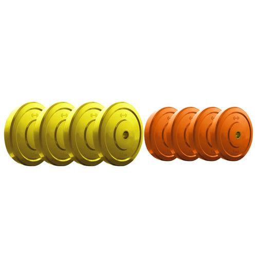 Kore Premium 4-40 Kg Coloured Solid Rubber with One Pair Dumbbell Rods for workout