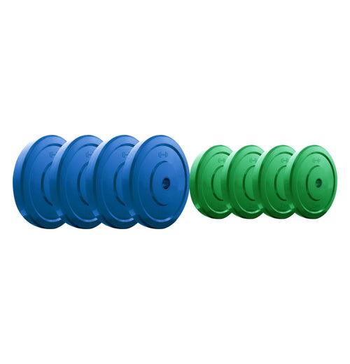 Kore Premium 4-40 Kg Coloured Solid Rubber with One Pair Dumbbell Rods for workout