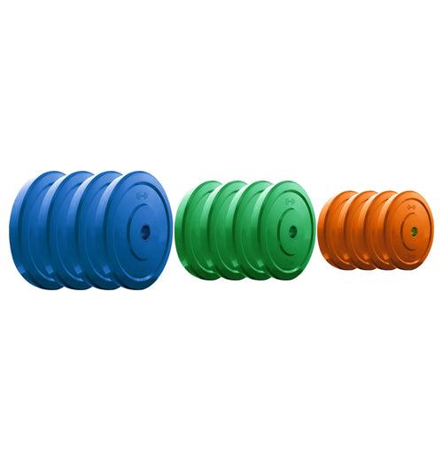 Kore Premium 4-40 Kg Coloured Solid Rubber with One Pair Dumbbell Rods for workout