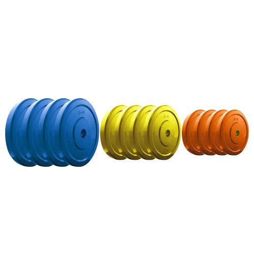 Kore Premium 4-40 Kg Coloured Solid Rubber with One Pair Dumbbell Rods for workout