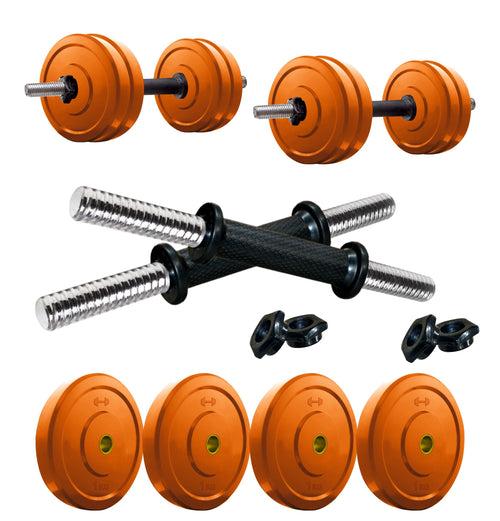 Kore Premium 4-40 Kg Coloured Solid Rubber with One Pair Dumbbell Rods for workout