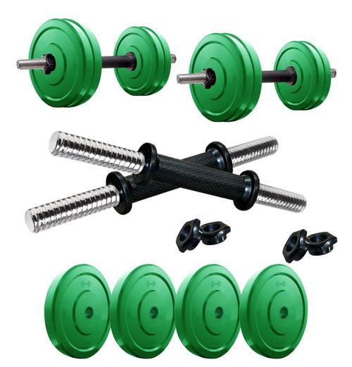 Kore Premium 4-40 Kg Coloured Solid Rubber with One Pair Dumbbell Rods for workout