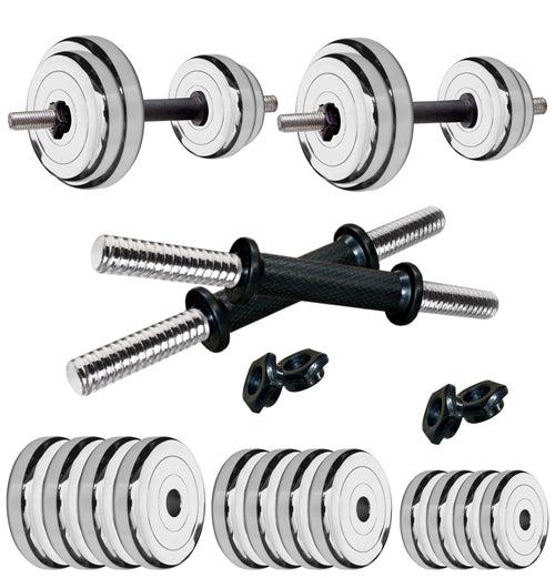 Kore Premium 4-40 Kg Steel Plates Set with One Pair Dumbbell Rods for workout (SP-DM-COMBO16)