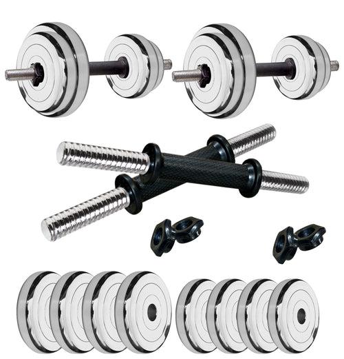 Kore Premium 4-40 Kg Steel Plates Set with One Pair Dumbbell Rods for workout (SP-DM-COMBO16)