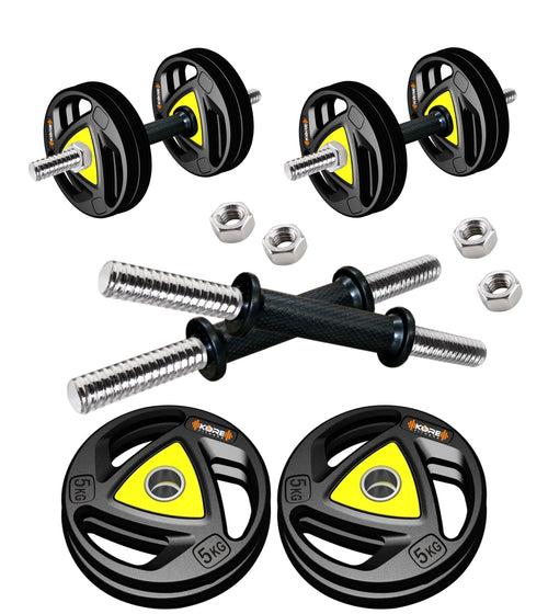 Kore Professional Metal Integrated Rubber Plates DM-10-50 KG  Combo 16 Adjustable Dumbbells Set (PRO-DM-COMBO16)