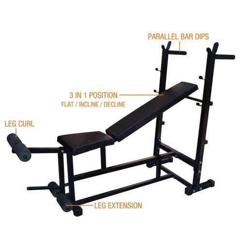 Kore (Flat/3-in-1/6-in-1/8-in-1) Multi Functional Fitness Bench for Multiple Workouts and Strength Training