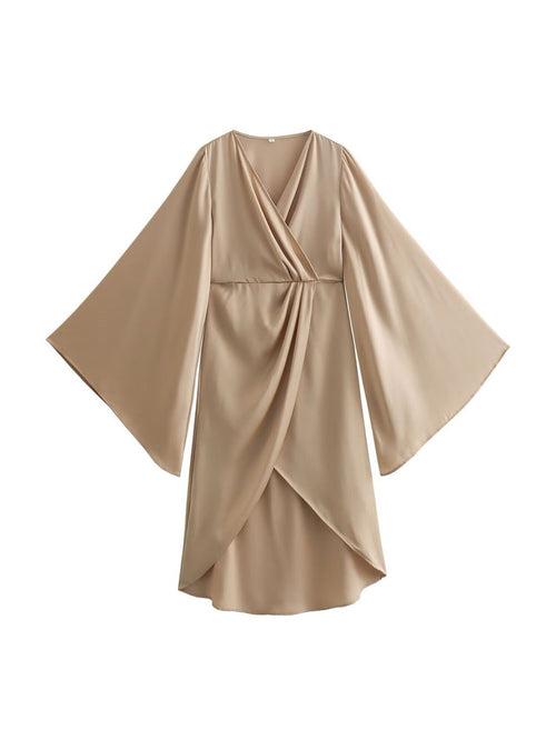 Champagne Batwing Sleeves High Low Dress