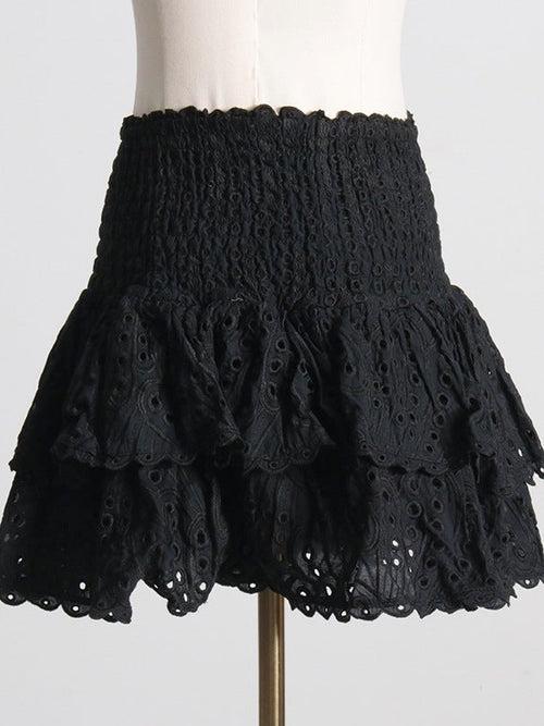 Embroidered Ruffle Crop Top & Short Skirt Coord Set