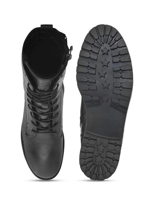 Black Leather Lace Up Boots