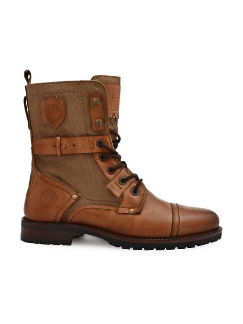 Tan Cap Toe Military Boots