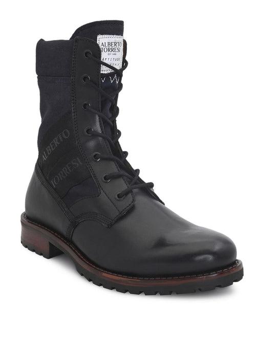 Black Leather Lace Up Boots