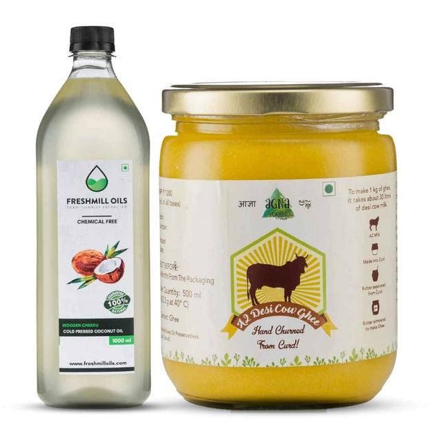 A2 Desi Cow Ghee(500ml) & Coconut Oil(1L)