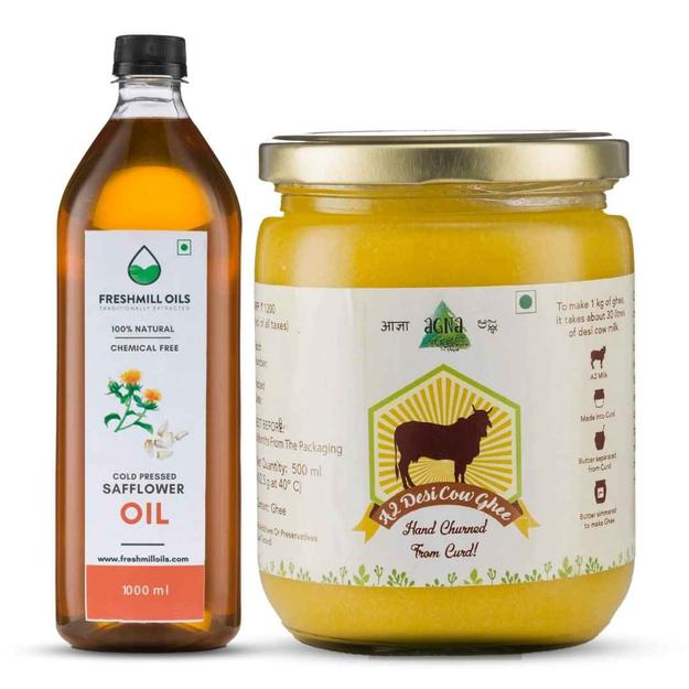 A2 Desi Cow Ghee (500 ml.) & Safflower Oil (1 l)