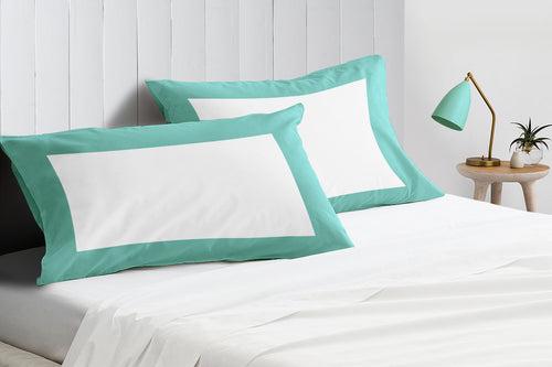 Aqua Green with White Two Tone Pillow Covers