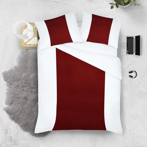 Burgundy Contrast Colour Bar Duvet Cover