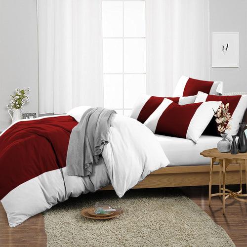 Burgundy Contrast Colour Bar Duvet Cover