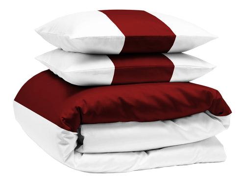 Burgundy Contrast Colour Bar Duvet Cover