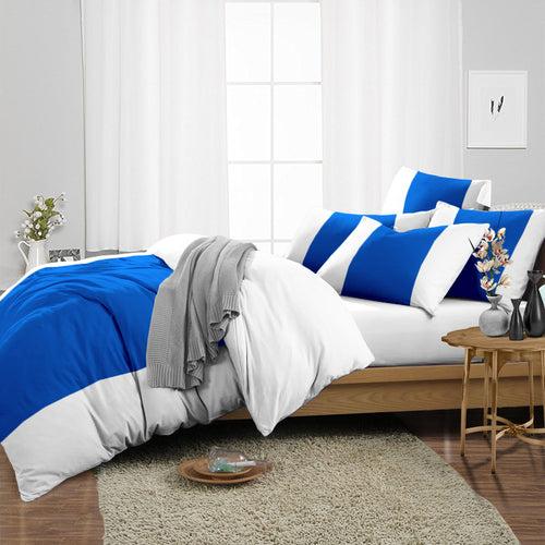 Royal Blue Contrast Colour Bar Duvet Cover