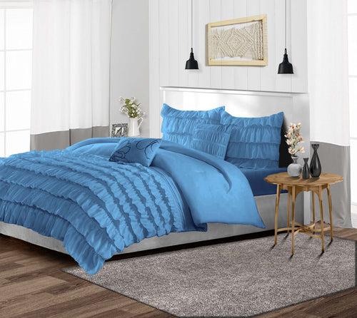 Mediterranean Blue Multi Ruffled Duvet Cover