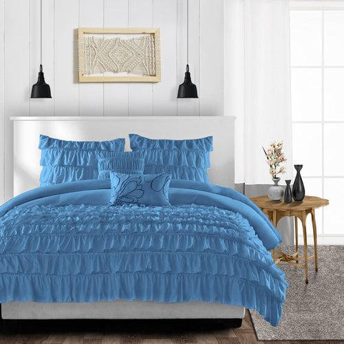 Mediterranean Blue Multi Ruffled Duvet Cover