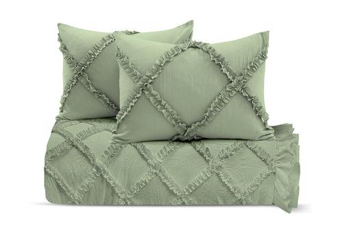 Moss Diamond Ruffled Duvet Cover