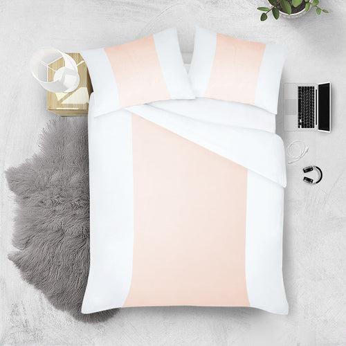 Peach Contrast Colour Bar Duvet Cover