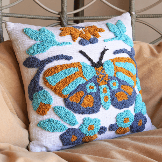 Anglica Butterfly Hand-tufted Cushion Cover