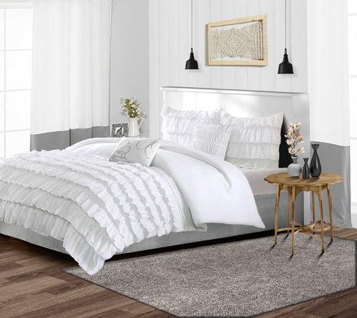 White Multi Ruffled Duvet Cover