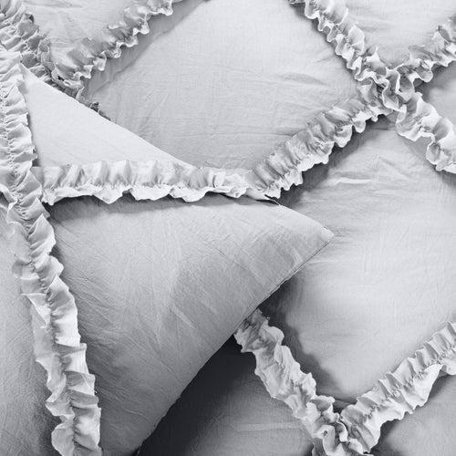 Light Grey Diamond Ruffled Duvet Cover