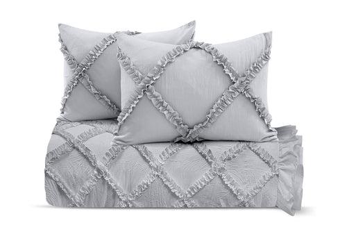 Light Grey Diamond Ruffled Duvet Cover