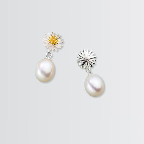 Royal Dahlia Pearl Earrings