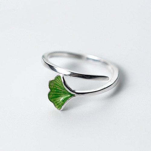 Textured Leaf Enamel Ring