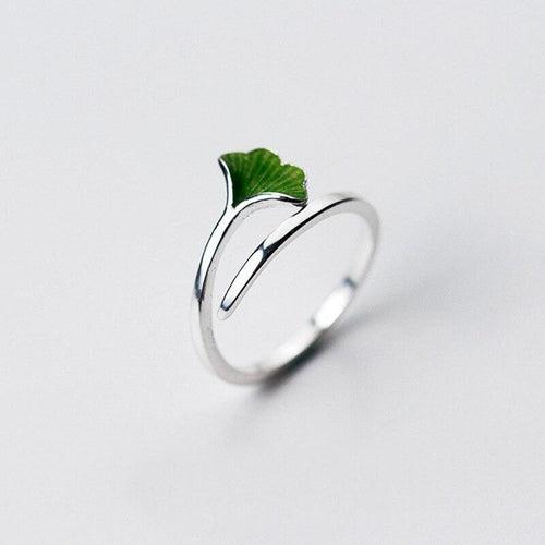 Textured Leaf Enamel Ring