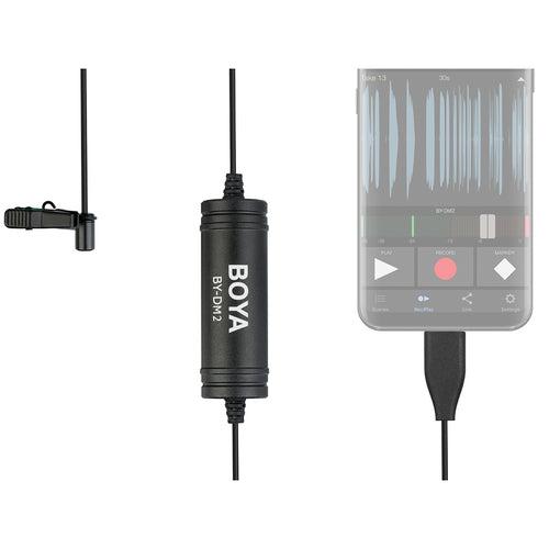 BOYA BY-DM2 Omni-Directional Digital Lavalier Microphone Clip-on Video Recording Mic with Type-C for Android Devices