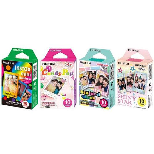 Fujifilm Instax Mini Instant Film Rainbow & Staind Glass & Candy Pop & SHINY STAR Film 10x4 Sheets