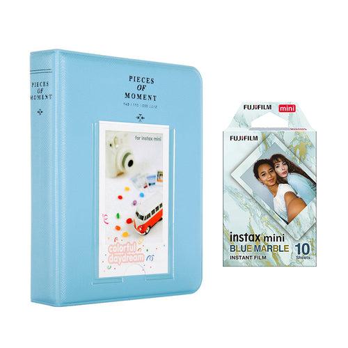 Fujifilm Instax Mini 10X1 blue marble Instant Film with Instax Time Photo Album 64 Sheets