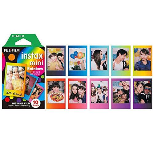 Fujifilm Instax Mini Film Rainbow 10, White 10x2 with 20 Decorative Stickers