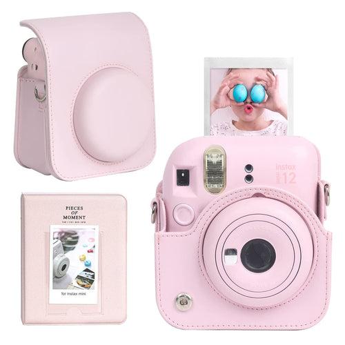 Zikkon Instax Mini 12 Protective Camera Case PU Leather Carrying Bag with 64 Pockets Photo Album