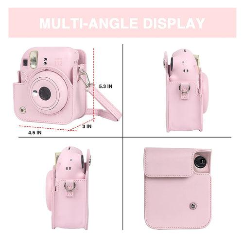 Zikkon Instax Mini 12 Protective Camera Case PU Leather Carrying Bag with 64 Pockets Photo Album